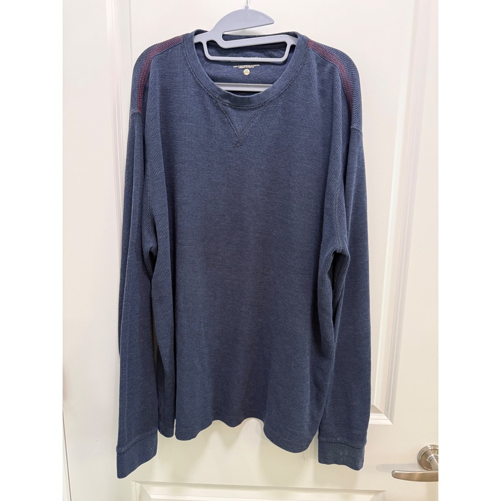 GH Bass & Co Mens 3XL Navy Blue Waffle Knit Thermal Long Sleeve Shirt Crewneck